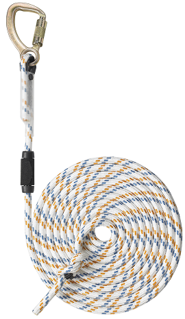 SKYLOTEC Sicherheitsseil S 12 mit Karabinerhaken Kobra TRI und Schlaufe, 15 mtr.