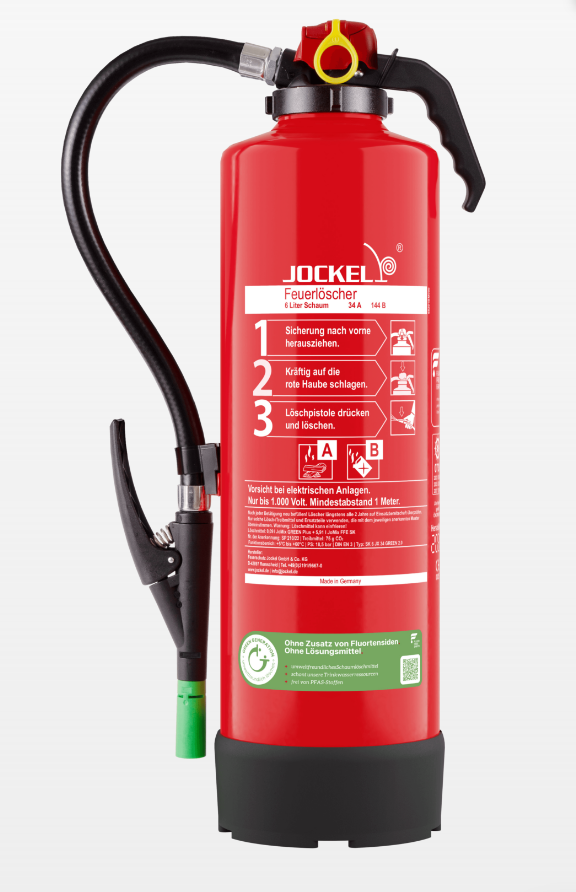 JOCKEL Schaumfeuerlöscher SK6JX34 GREEN 2.0 FR fluorfrei, Brandklasse AB